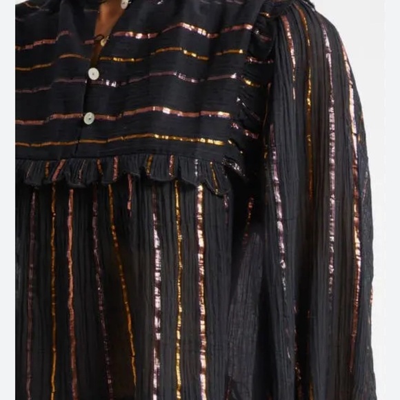 Farm Rio Metallic Stripe Ruffle Shirt - Picture 2 of 6